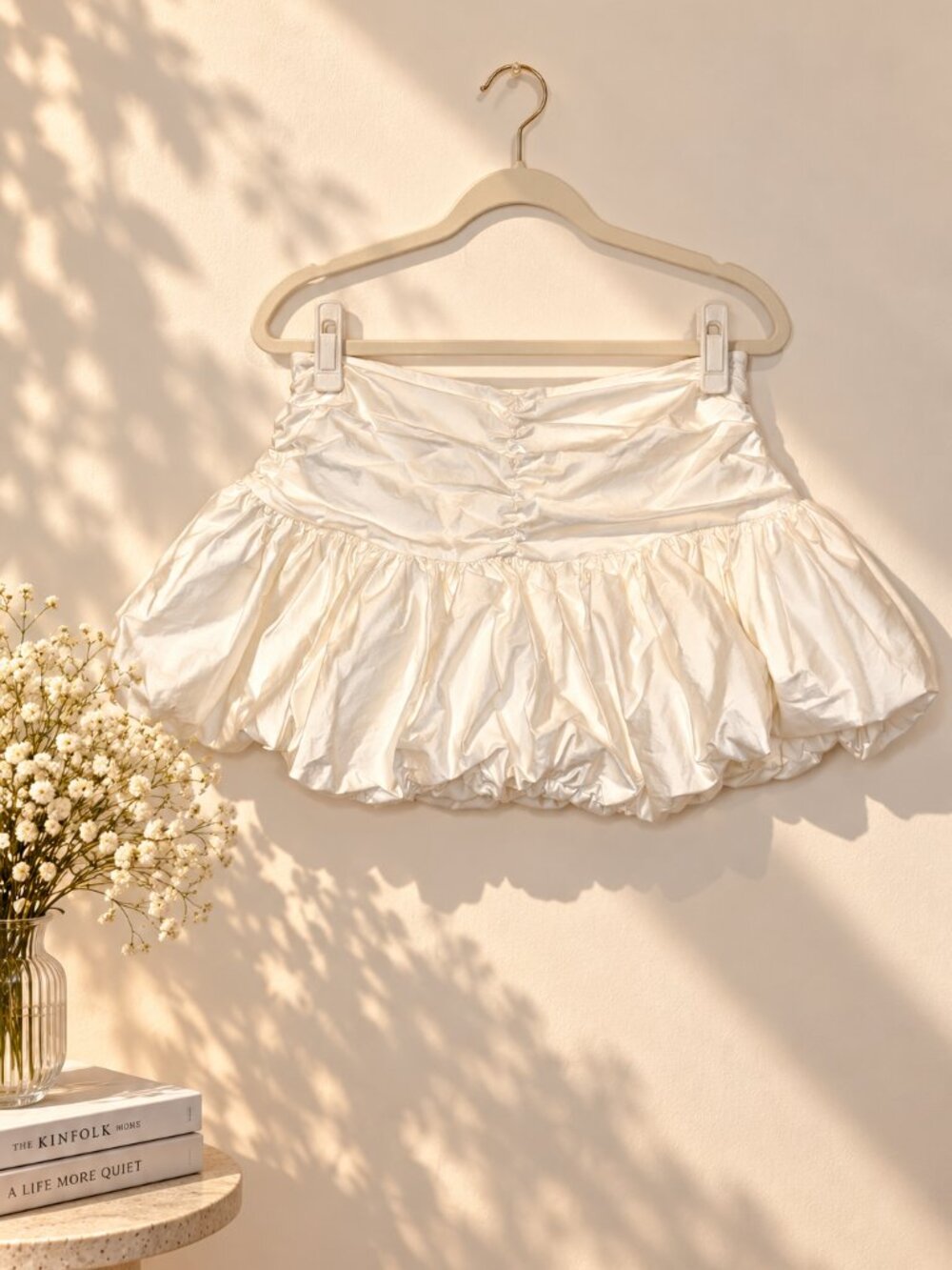 NA-KD White Ruched Bubble Mini Skirt Size 38